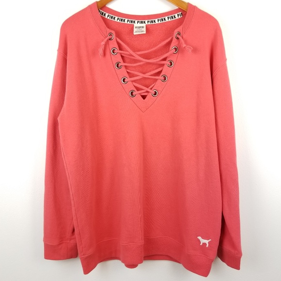 PINK Victoria's Secret Sweaters - PINK Victoria's Secret Coral Pink Sweatshirt M